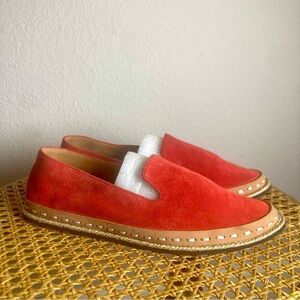 Rag & Bone Cairo Suede Leather Flats in Fiery Red